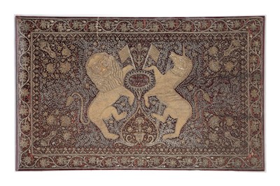 Lot 127 - AN INDIAN EMBROIDERED HERALDIC PANEL