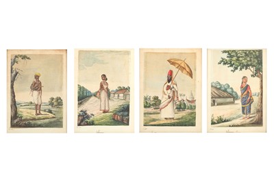 Lot 356 - FOUR WATERCOLOURS OF SOUTH INDIAN VILLAGERS AND A CHRISTIAN PRIEST