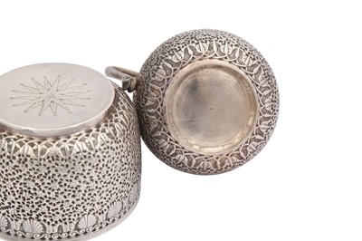 Lot 169 - A late 19th century Anglo – Indian unmarked silver three-piece tea service, Lucknow circa 1890