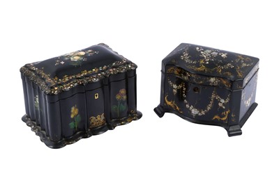 Lot 383 - Two Victorian Papier-Mâché and Mother-of-pearl Tea Caddies
