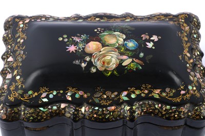 Lot 383 - Two Victorian Papier-Mâché and Mother-of-pearl Tea Caddies