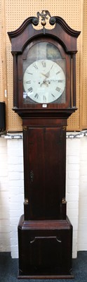 Lot 531 - A Georgian oak and mahogany cased longcase...