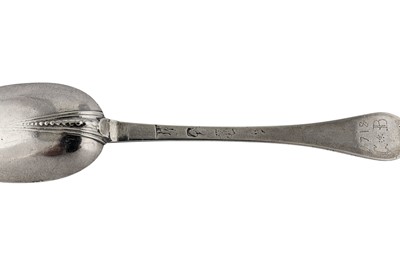 Lot 261 - A George I provincial Britannia standard silver dessert spoon, Exeter 1716, makers mark obliterated