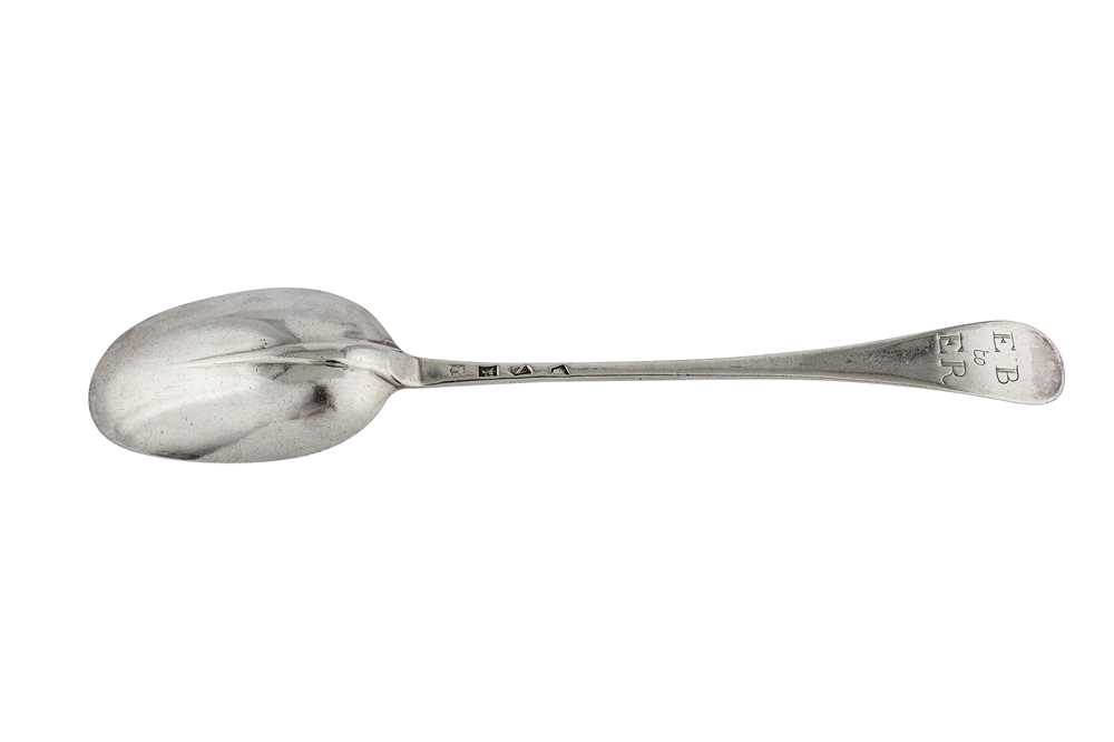 Lot 260 - An early George II sterling silver basting spoon, London 1728 by Richard Scarlett (reg. 24th June 1720)