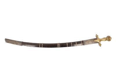 Lot 397 - A BRASS-HILTED MALAY PISO PODANG SWORD