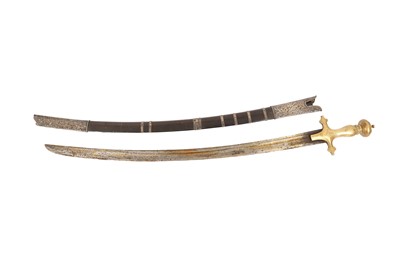 Lot 397 - A BRASS-HILTED MALAY PISO PODANG SWORD