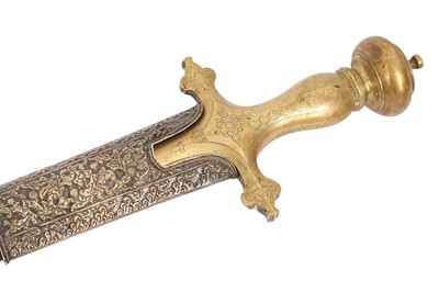 Lot 397 - A BRASS-HILTED MALAY PISO PODANG SWORD