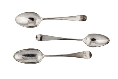 Lot 241 - Three George III sterling silver picture back teaspoons