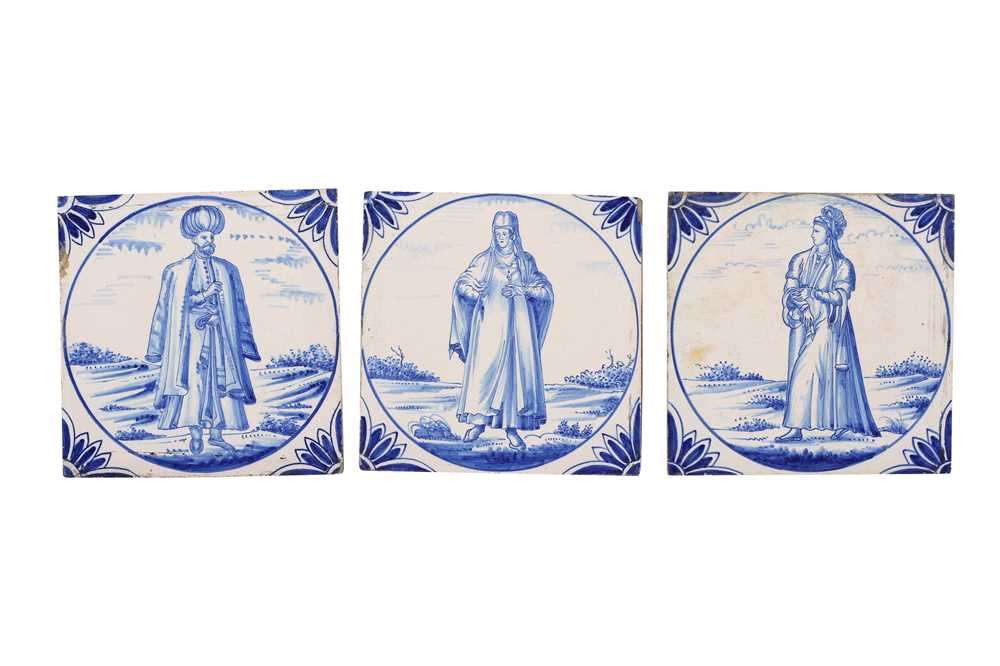 Lot 186 - THREE SQUARE DELFT POTTERY TILES BY RAVESTEIJN