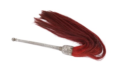 Lot 323 - A FLY WHISK WITH SILVER HANDLE