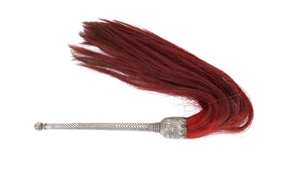 Lot 323 - A FLY WHISK WITH SILVER HANDLE