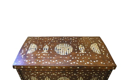 Lot 238 - λ A LARGE HARDWOOD MOTHER-OF-PEARL AND TORTOISE SHELL-INLAID OTTOMAN CHEST