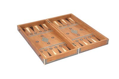 Lot 253 - λ A PORTABLE MICRO-MOSAIC KHATAMKARI CHESS AND BACKGAMMON BOARD