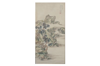 Lot 943 - A CHINESE LANDSCAPE PAINTING.