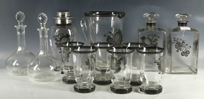 Lot 521 - An Art Deco clear glass lemonade set, with jug...