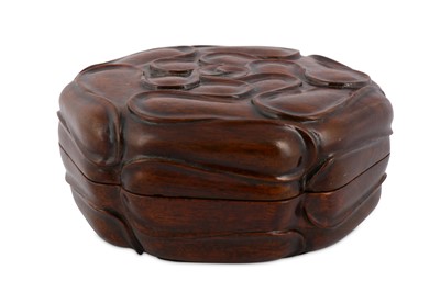 Lot 24 - A CHINESE ROSEWOOD HEXAGONAL BOX AND COVER.