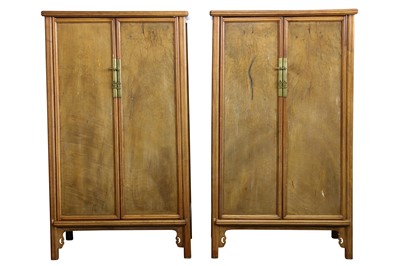 Lot 48 - A PAIR OF CHINESE HARDWOOD ROUND-CORNERED TAPERED CABINETS, YUANJIAOGUI