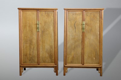 Lot 48 - A PAIR OF CHINESE HARDWOOD ROUND-CORNERED TAPERED CABINETS, YUANJIAOGUI
