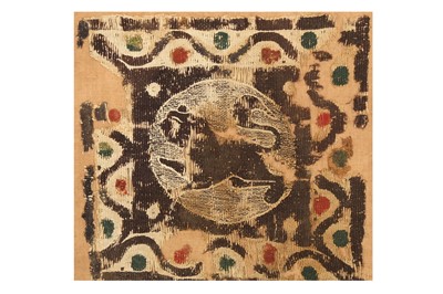 Lot 123 - A FRAGMENTARY COPTIC TAPESTRY PANEL