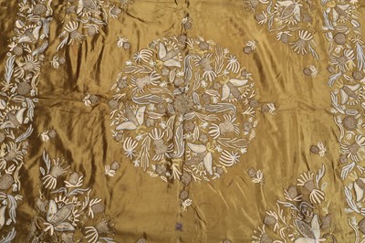 Lot 141 - A SILK EMBROIDERED PANEL