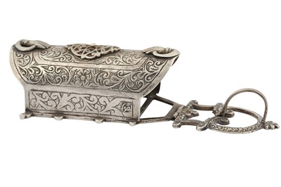 Lot 240 - AN ENGRAVED SILVER DOOR FITTING