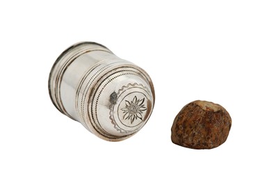 Lot 4 - A George III sterling silver nutmeg grater, Birmingham 1802 by Joseph Wilmore