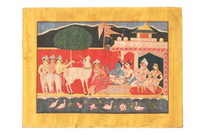 Lot 343 - AN ILLUSTRATION FROM A RAMAYANA SERIES: RAMA AND LAKSHMANA AT COURT