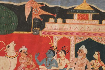 Lot 343 - AN ILLUSTRATION FROM A RAMAYANA SERIES: RAMA AND LAKSHMANA AT COURT