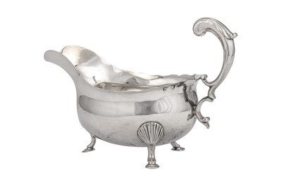 Lot 365 - A George III sterling silver sauce boat, London 1774 by James Young and Orlando Jackson (reg. 17th March 1774)