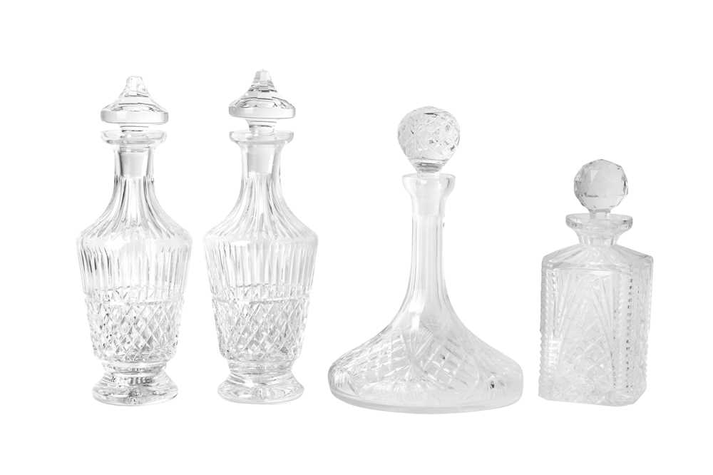 Lot 177 - A collection of four glass decanters, including a pair of Irish Waterford