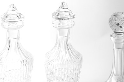 Lot 177 - A collection of four glass decanters, including a pair of Irish Waterford