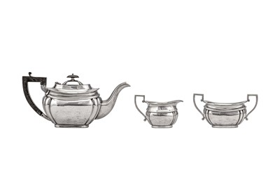 Lot 322 - A George VI sterling silver three-piece tea service, Sheffield 1940 by Emile Viner