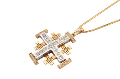 Lot 218 - A diamond-set cross pendant necklace