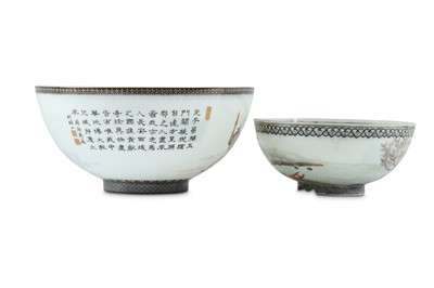 Lot 883 - TWO CHINESE EGGSHELL PORCELAIN BOWLS.