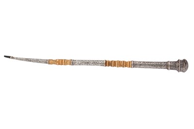 Lot 412 - λ A SILVER AND IVORY SWAGGER STICK