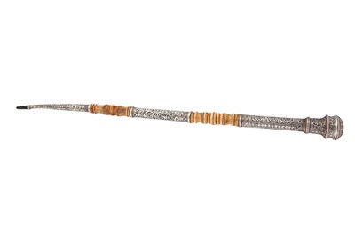 Lot 412 - λ A SILVER AND IVORY SWAGGER STICK