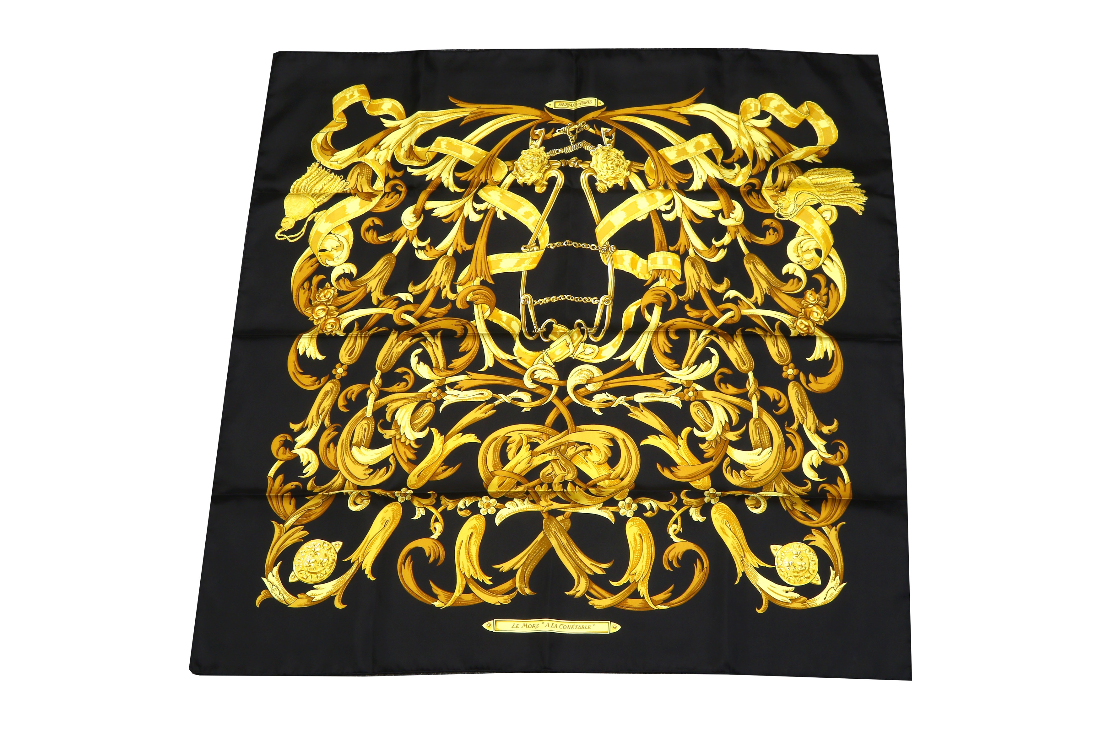 Hermes Silk Opera Scarf Reversible Shawl Le Mors a La Conetable