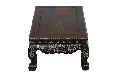 Lot 161 - A CHINESE MOTHER OF PEARL-INLAID LOW TABLE.