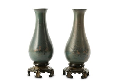 Lot 699 - A PAIR OF CHINESE FUZHOU LACQUER SHEN SHAO AN STYLE VASES.