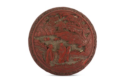 Lot 702 - A CHINESE CINNABAR LACQUER CIRCULAR BOX AND COVER.