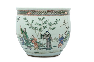 Lot 617 - A LARGE CHINESE FAMILLE VERTE FISHBOWL.