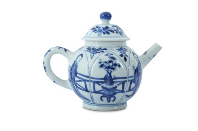 Lot 456 - A CHINESE BLUE AND WHITE 'LADIES' TEAPOT AND COVER.