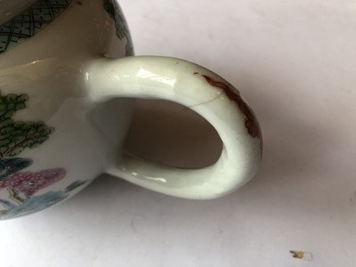 Lot 458 - A CHINESE FAMILLE ROSE 'MAN AND HIS DOG' TEAPOT AND COVER.