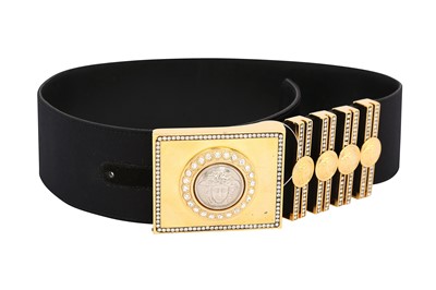 Lot 341 - Gianni Versace Black Medusa Diamante Belt - Size 70