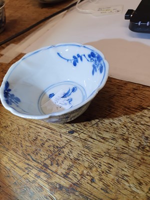 Lot 461 - SIX CHINESE BLUE AND WHITE CUPS AND FIVE SAUCERS.