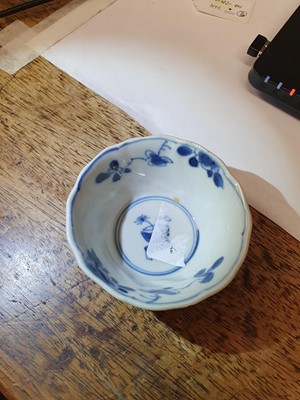 Lot 461 - SIX CHINESE BLUE AND WHITE CUPS AND FIVE SAUCERS.