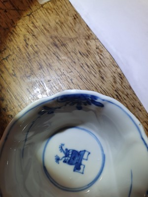 Lot 80 - SIX CHINESE BLUE AND WHITE CUPS AND FIVE SAUCERS.