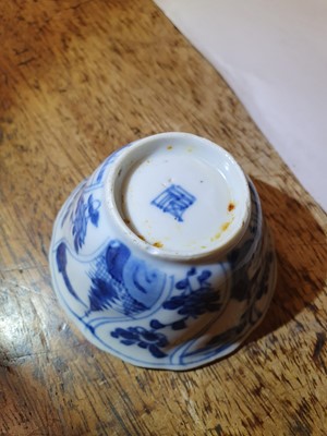 Lot 80 - SIX CHINESE BLUE AND WHITE CUPS AND FIVE SAUCERS.