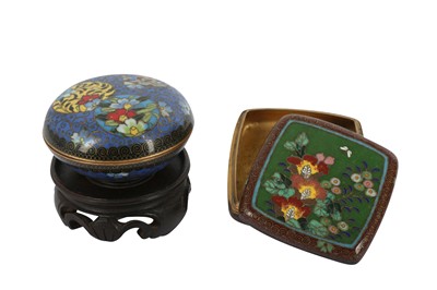 Lot 1043 - TWO JAPANESE CLOISONNE BOXES AND COVERS.