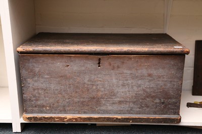 Lot 532 - An old pine box, containing an assortment of...